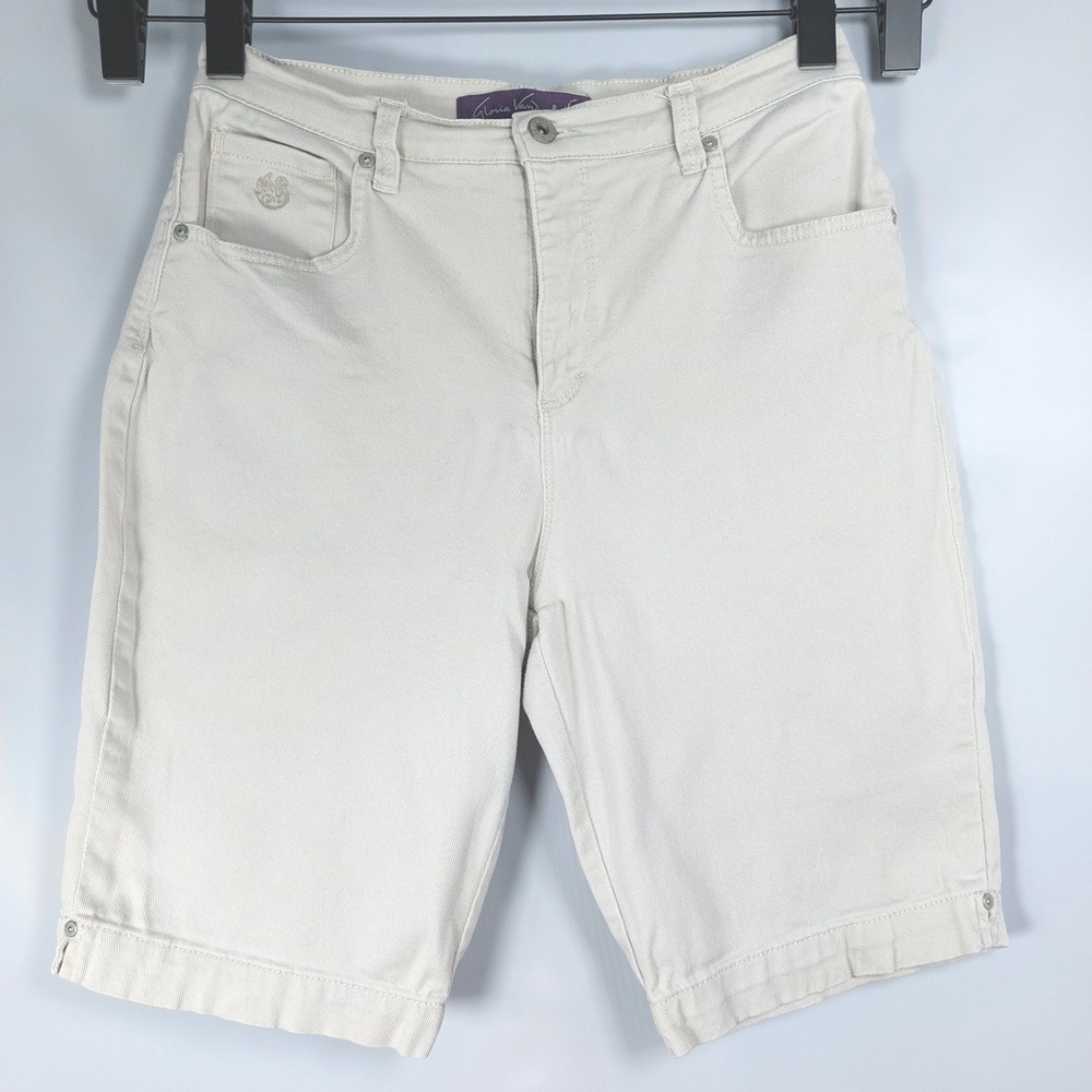 Gloria‎ Vanderbilt Amanda Bermuda Shorts Womens 8 Tan Denim *READ